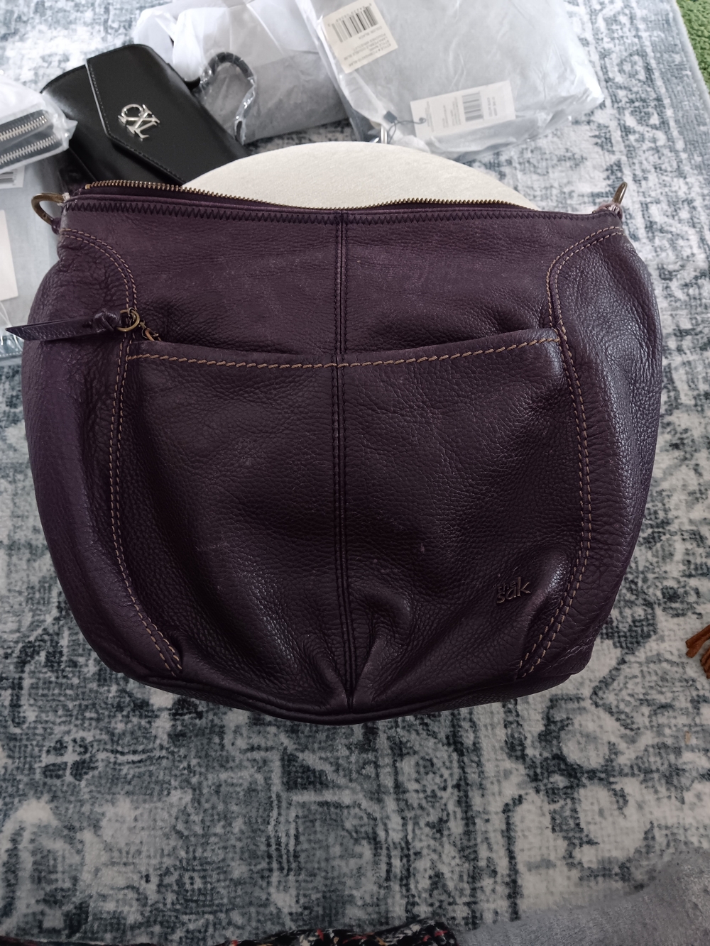 The Sak Purple Leather Hobo Bag Leather .